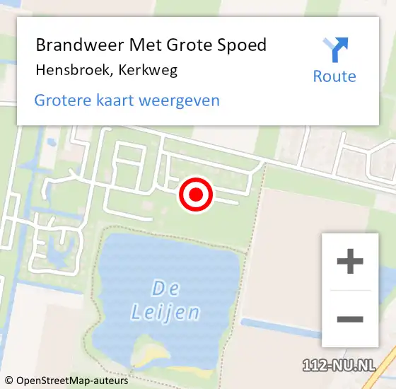 Locatie op kaart van de 112 melding: Brandweer Met Grote Spoed Naar Hensbroek, Kerkweg op 3 mei 2021 22:47