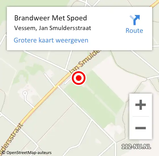 Locatie op kaart van de 112 melding: Brandweer Met Spoed Naar Vessem, Jan Smuldersstraat op 9 juni 2014 16:34