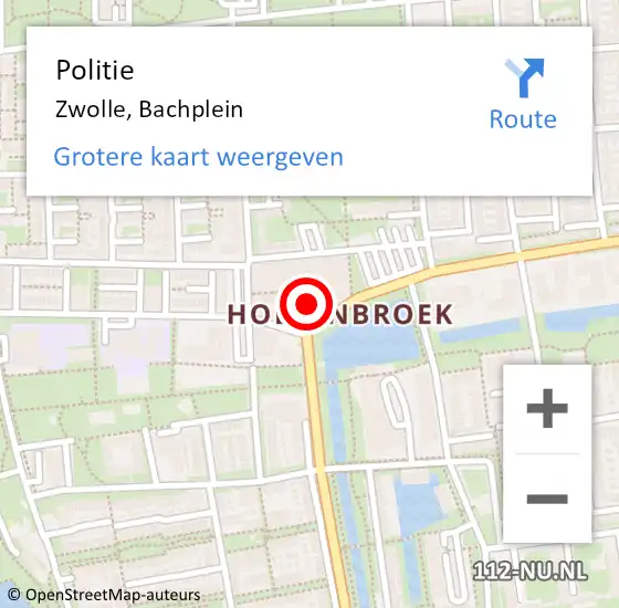 Locatie op kaart van de 112 melding: Politie Zwolle, Bachplein op 4 mei 2021 01:13