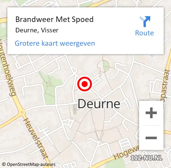 Locatie op kaart van de 112 melding: Brandweer Met Spoed Naar Deurne, Visser op 4 mei 2021 02:09