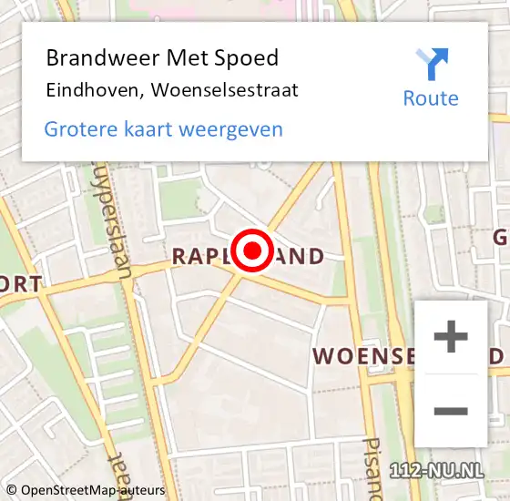 Locatie op kaart van de 112 melding: Brandweer Met Spoed Naar Eindhoven, Woenselsestraat op 4 mei 2021 02:45