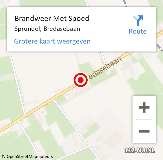 Locatie op kaart van de 112 melding: Brandweer Met Spoed Naar Sprundel, Bredasebaan op 4 mei 2021 04:40