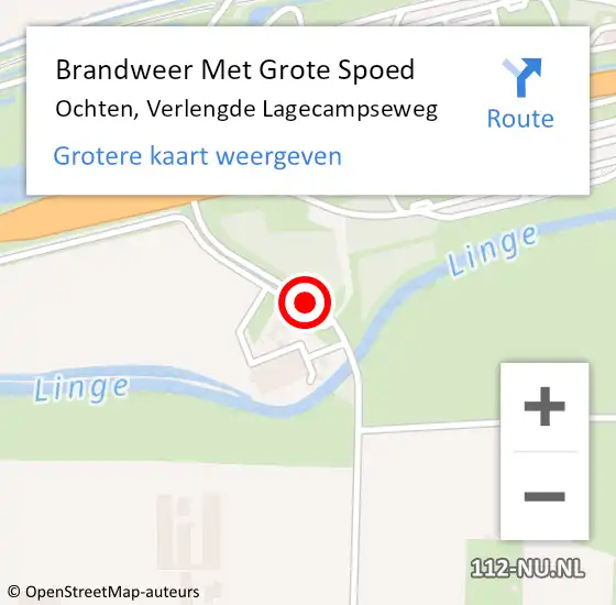 Locatie op kaart van de 112 melding: Brandweer Met Grote Spoed Naar Ochten, Verlengde Lagecampseweg op 4 mei 2021 05:41