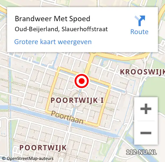 Locatie op kaart van de 112 melding: Brandweer Met Spoed Naar Oud-Beijerland, Slauerhoffstraat op 4 mei 2021 07:07