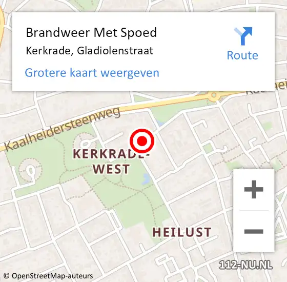 Locatie op kaart van de 112 melding: Brandweer Met Spoed Naar Kerkrade, Gladiolenstraat op 4 mei 2021 07:50
