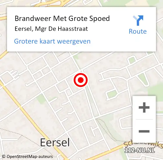 Locatie op kaart van de 112 melding: Brandweer Met Grote Spoed Naar Eersel, Mgr De Haasstraat op 4 mei 2021 08:26