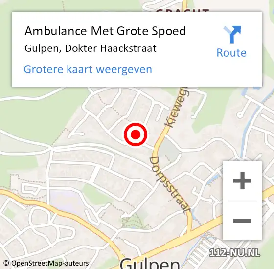 Locatie op kaart van de 112 melding: Ambulance Met Grote Spoed Naar Gulpen, Dokter Haackstraat op 9 juni 2014 17:12