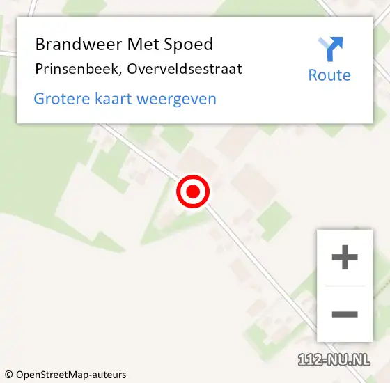 Locatie op kaart van de 112 melding: Brandweer Met Spoed Naar Prinsenbeek, Overveldsestraat op 4 mei 2021 11:58