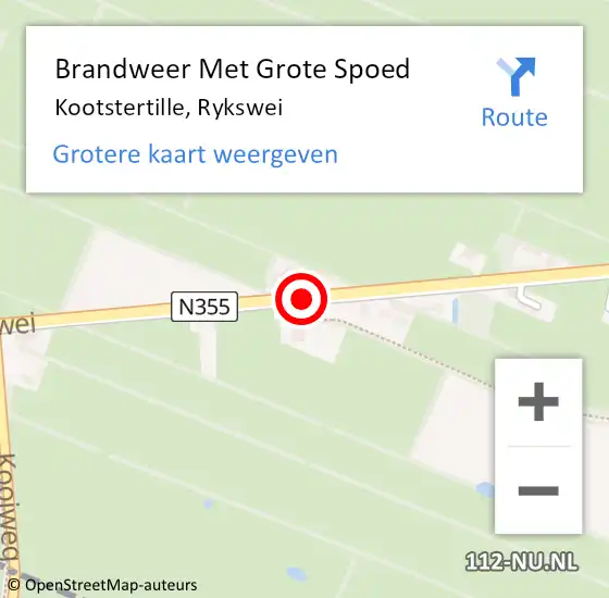 Locatie op kaart van de 112 melding: Brandweer Met Grote Spoed Naar Kootstertille, Rykswei op 4 mei 2021 12:41