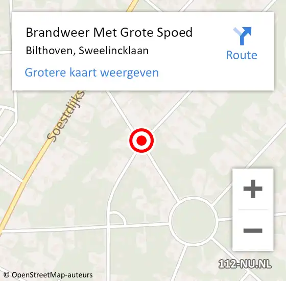 Locatie op kaart van de 112 melding: Brandweer Met Grote Spoed Naar Bilthoven, Sweelincklaan op 4 mei 2021 13:46