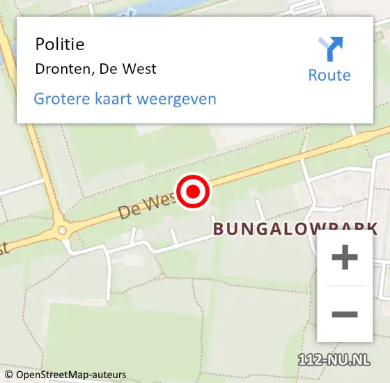Locatie op kaart van de 112 melding: Politie Dronten, De West op 4 mei 2021 13:54