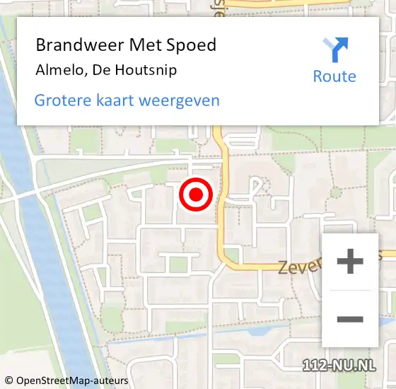 Locatie op kaart van de 112 melding: Brandweer Met Spoed Naar Almelo, De Houtsnip op 4 mei 2021 14:02