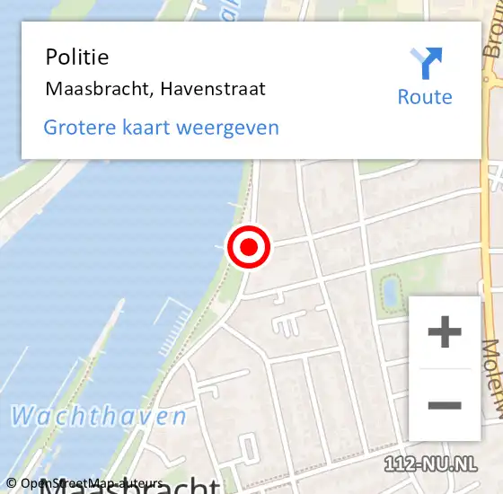 Locatie op kaart van de 112 melding: Politie Maasbracht, Havenstraat op 4 mei 2021 14:31