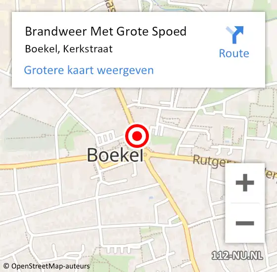 Locatie op kaart van de 112 melding: Brandweer Met Grote Spoed Naar Boekel, Kerkstraat op 4 mei 2021 14:31