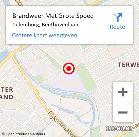 Locatie op kaart van de 112 melding: Brandweer Met Grote Spoed Naar Culemborg, Beethovenlaan op 4 mei 2021 15:19