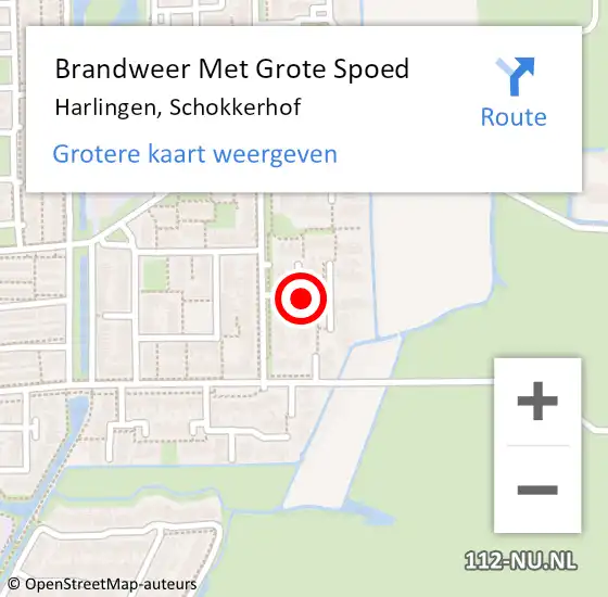 Locatie op kaart van de 112 melding: Brandweer Met Grote Spoed Naar Harlingen, Schokkerhof op 9 juni 2014 17:39