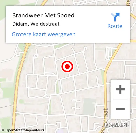 Locatie op kaart van de 112 melding: Brandweer Met Spoed Naar Didam, Weidestraat op 4 mei 2021 15:42