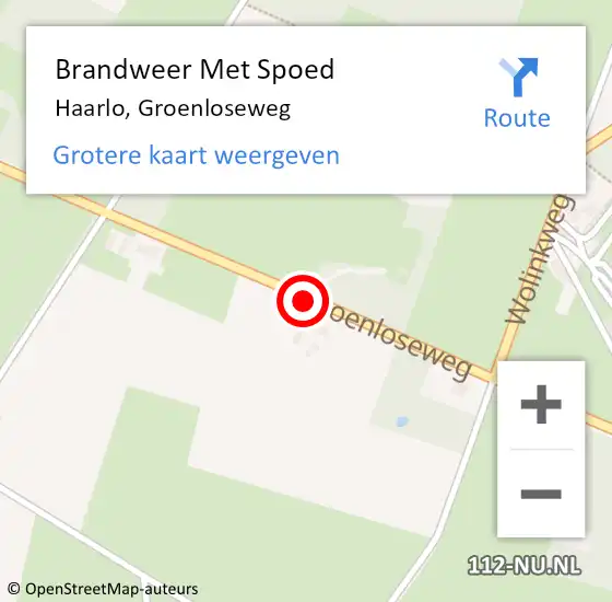 Locatie op kaart van de 112 melding: Brandweer Met Spoed Naar Haarlo, Groenloseweg op 4 mei 2021 16:08