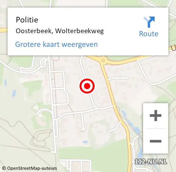 Locatie op kaart van de 112 melding: Politie Oosterbeek, Wolterbeekweg op 4 mei 2021 16:11