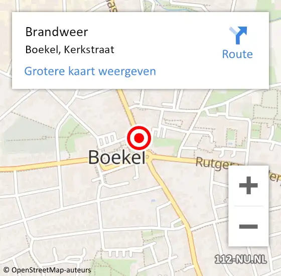 Locatie op kaart van de 112 melding: Brandweer Boekel, Kerkstraat op 4 mei 2021 16:32
