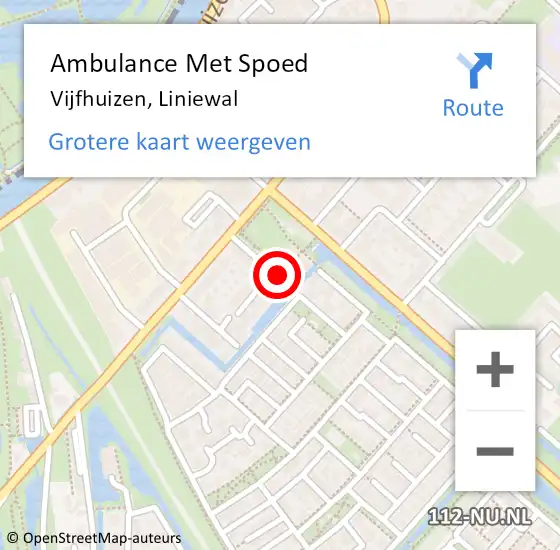 Locatie op kaart van de 112 melding: Ambulance Met Spoed Naar Vijfhuizen, Liniewal op 4 mei 2021 16:34