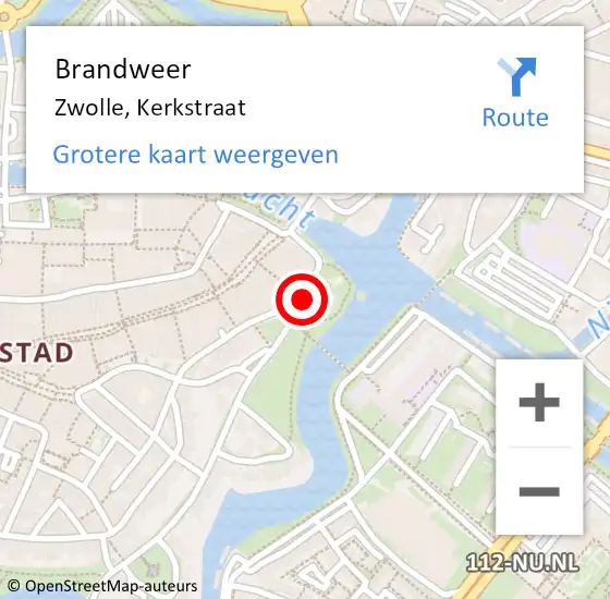 Locatie op kaart van de 112 melding: Brandweer Zwolle, Kerkstraat op 4 mei 2021 16:38