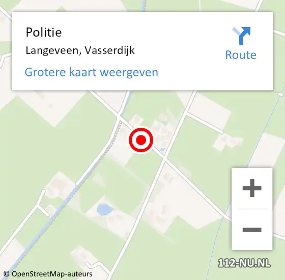 Locatie op kaart van de 112 melding: Politie Langeveen, Vasserdijk op 4 mei 2021 16:59