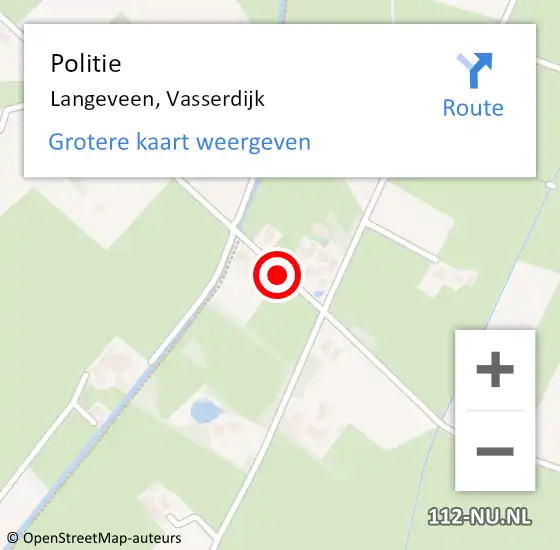 Locatie op kaart van de 112 melding: Politie Langeveen, Vasserdijk op 4 mei 2021 17:01