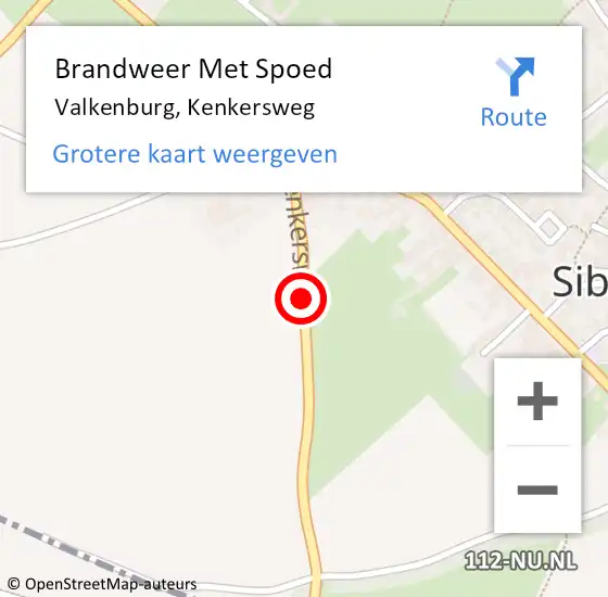 Locatie op kaart van de 112 melding: Brandweer Met Spoed Naar Valkenburg, Kenkersweg op 4 mei 2021 17:27