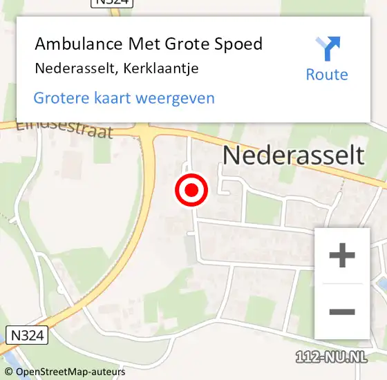 Locatie op kaart van de 112 melding: Ambulance Met Grote Spoed Naar Nederasselt, Kerklaantje op 4 mei 2021 17:29