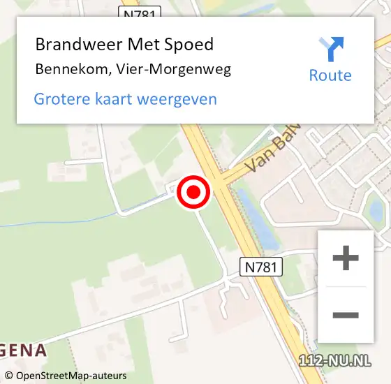 Locatie op kaart van de 112 melding: Brandweer Met Spoed Naar Bennekom, Vier-Morgenweg op 4 mei 2021 17:36