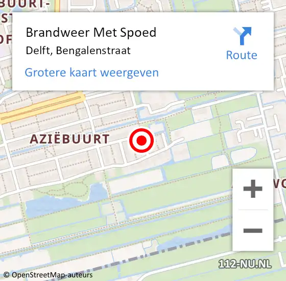 Locatie op kaart van de 112 melding: Brandweer Met Spoed Naar Delft, Bengalenstraat op 4 mei 2021 18:25