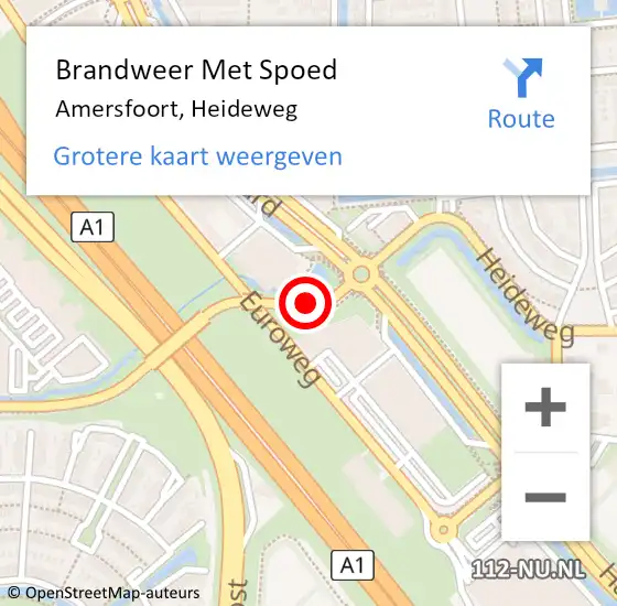 Locatie op kaart van de 112 melding: Brandweer Met Spoed Naar Amersfoort, Heideweg op 4 mei 2021 18:39