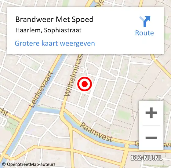 Locatie op kaart van de 112 melding: Brandweer Met Spoed Naar Haarlem, Sophiastraat op 4 mei 2021 18:39