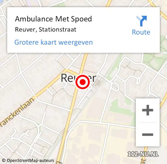 Locatie op kaart van de 112 melding: Ambulance Met Spoed Naar Reuver, Stationstraat op 4 oktober 2013 14:54