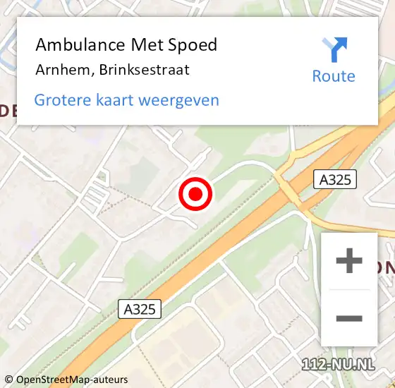 Locatie op kaart van de 112 melding: Ambulance Met Spoed Naar Arnhem, Brinksestraat op 4 mei 2021 19:14