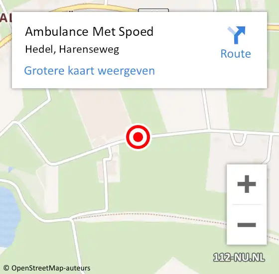 Locatie op kaart van de 112 melding: Ambulance Met Spoed Naar Hedel, Harenseweg op 4 mei 2021 19:19