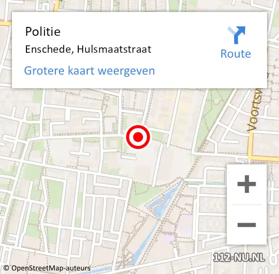 Locatie op kaart van de 112 melding: Politie Enschede, Hulsmaatstraat op 4 mei 2021 20:18