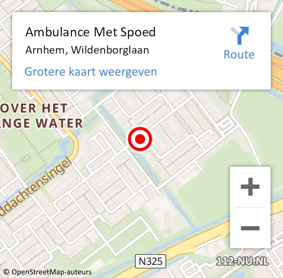 Locatie op kaart van de 112 melding: Ambulance Met Spoed Naar Arnhem, Wildenborglaan op 5 mei 2021 04:54