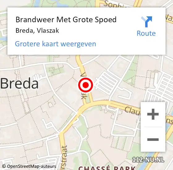 Locatie op kaart van de 112 melding: Brandweer Met Grote Spoed Naar Breda, Vlaszak op 5 mei 2021 05:18