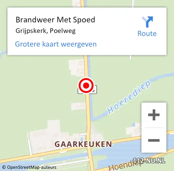 Locatie op kaart van de 112 melding: Brandweer Met Spoed Naar Grijpskerk, Poelweg op 5 mei 2021 07:43