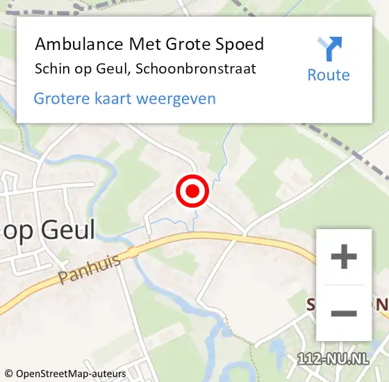 Locatie op kaart van de 112 melding: Ambulance Met Grote Spoed Naar Schin op Geul, Schoonbronstraat op 9 juni 2014 18:52