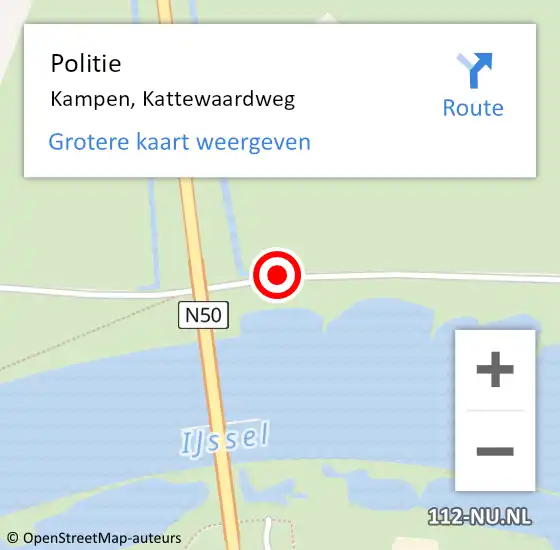 Locatie op kaart van de 112 melding: Politie Kampen, Kattewaardweg op 5 mei 2021 09:41