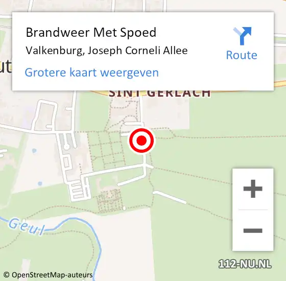 Locatie op kaart van de 112 melding: Brandweer Met Spoed Naar Valkenburg, Joseph Corneli Allee op 5 mei 2021 10:07