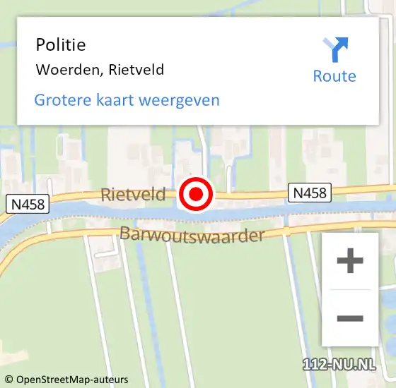 Locatie op kaart van de 112 melding: Politie Woerden, Rietveld op 5 mei 2021 10:12