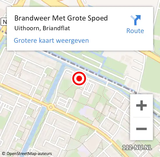 Locatie op kaart van de 112 melding: Brandweer Met Grote Spoed Naar Uithoorn, Briandflat op 5 mei 2021 11:38