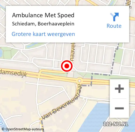 Locatie op kaart van de 112 melding: Ambulance Met Spoed Naar Schiedam, Boerhaaveplein op 5 mei 2021 12:53