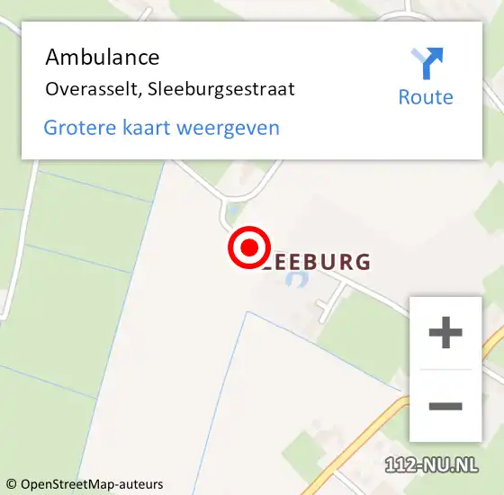 Locatie op kaart van de 112 melding: Ambulance Overasselt, Sleeburgsestraat op 5 mei 2021 15:51