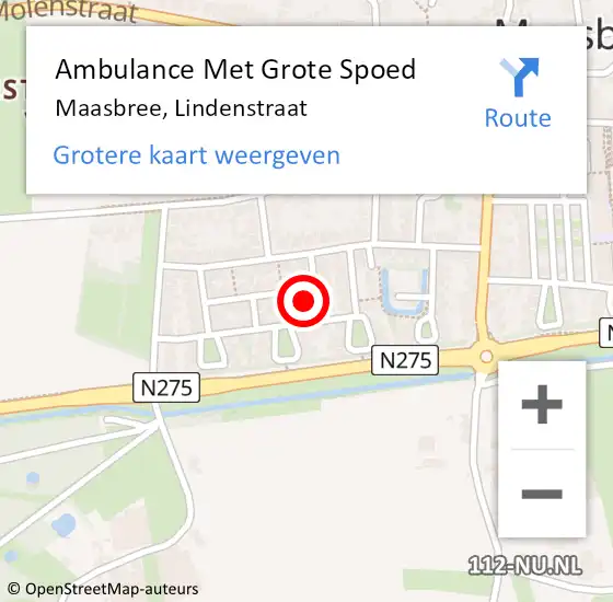 Locatie op kaart van de 112 melding: Ambulance Met Grote Spoed Naar Maasbree, Lindenstraat op 9 juni 2014 19:35