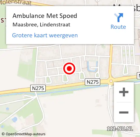 Locatie op kaart van de 112 melding: Ambulance Met Spoed Naar Maasbree, Lindenstraat op 9 juni 2014 19:36